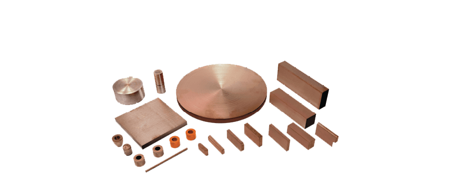 Tungsten copper bars, discs, electrodes and contacts